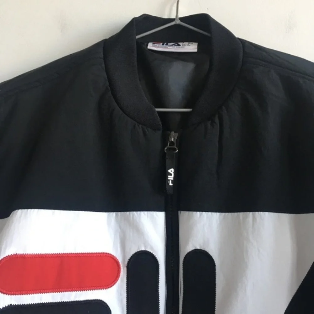 Fila Duccio Bomber Zip Up Black Jacket With Logo Small - Picture 9 of 11